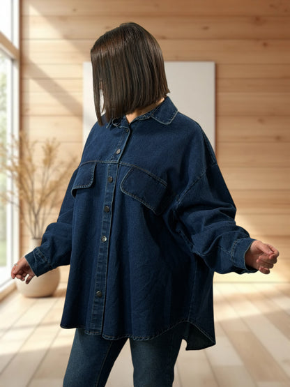 JORDAN - CHEMISE OVERSIZE EN JEAN JUSQU'A LA TAILLE 54/56