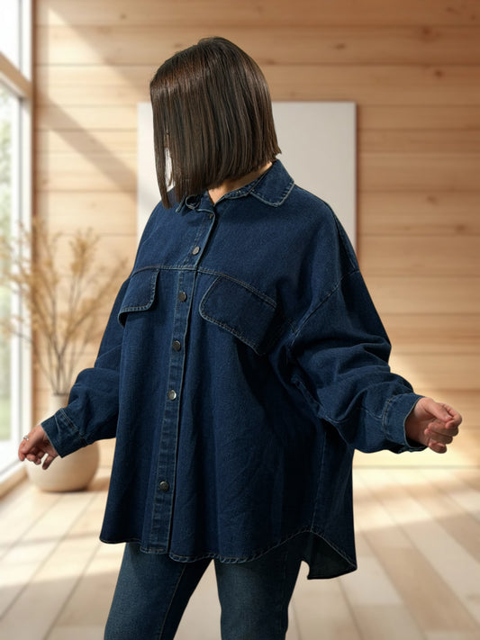 JORDAN - CHEMISE OVERSIZE EN JEAN JUSQU'A LA TAILLE 54/56