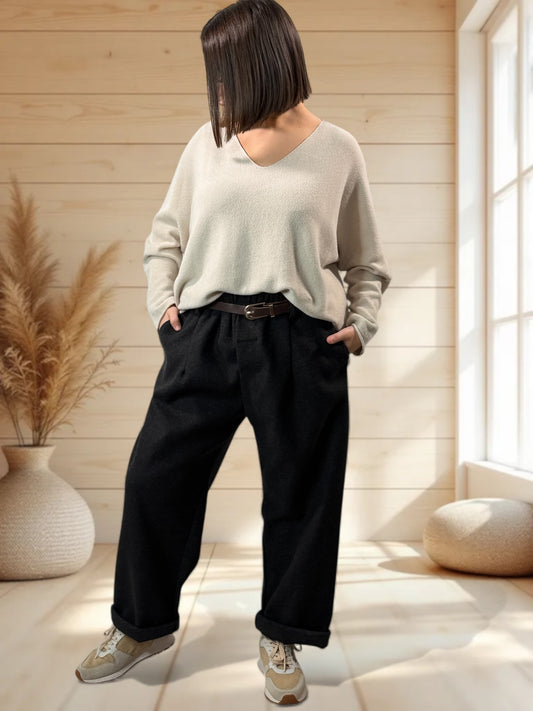 VICTOR - PANTALON NOIR AVEC SA CEINTURE JUSQU'A LA TAILLE 50