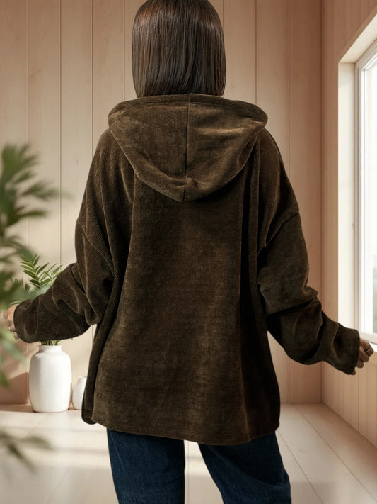 PAULIN - SWEAT A CAPUCHE OVERSIZE MARRON JUSQU'A LA TAILLE 56