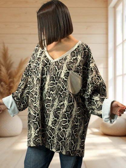 CLARENCE - SWEAT OVERSIZE MOTIF SERPENT JUSQU'A LA TAILLE 54