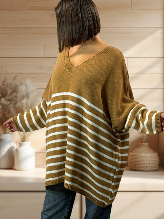 MANU - PULL MARINIERE CAMEL JUSQU'A LA TAILLE 56/58