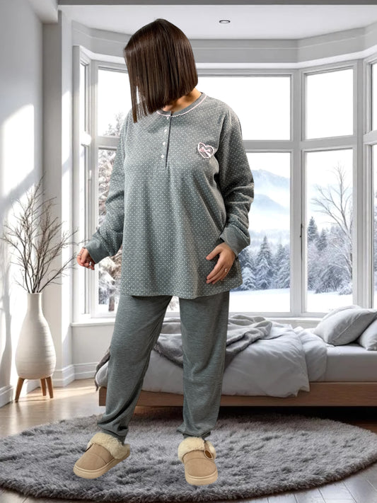 BELLA - PYJAMA GRIS A POIS 50/52