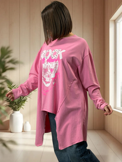 MARLON - SWEAT OVERSIZE ROSE JUSQU'A LA TAILLE 54