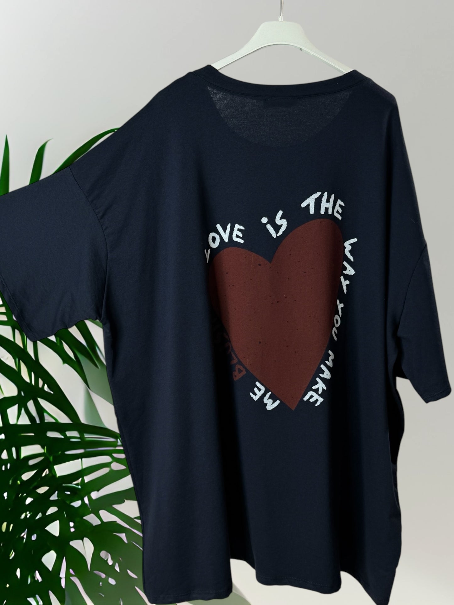 PABLO - LONG T-SHIRT MARINE MOTIF COEUR AU DOS JUSQU'A LA TAILLE 60