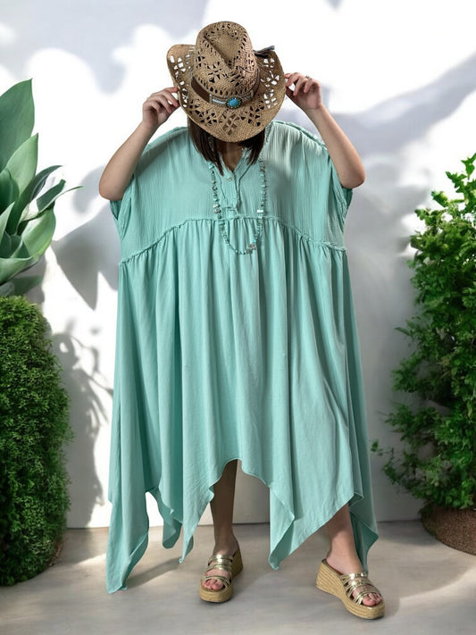 MONICA - ROBE LAGON ASYMETRIQUE JUSQU'A LA TAILLE 54/56