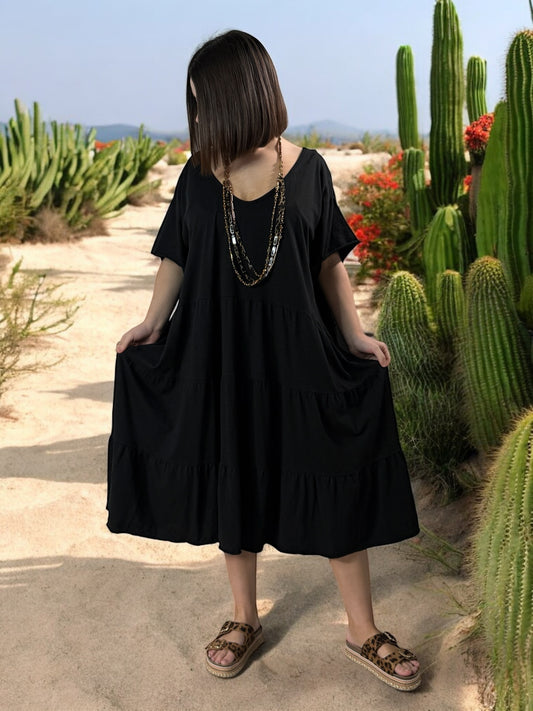 ELSA - ROBE NOIRE OVERSIZE JUSQU'A LA TAILLE 56