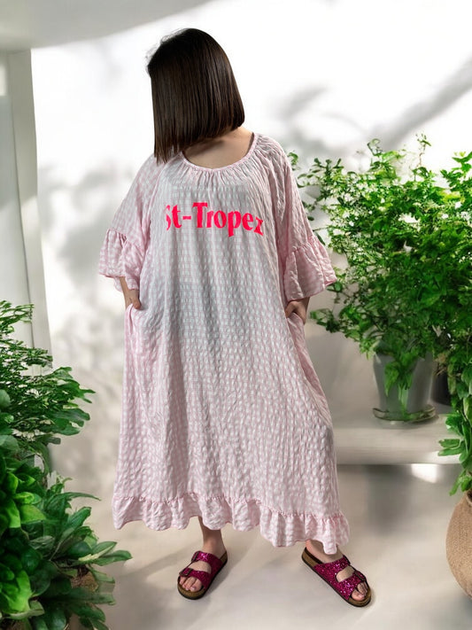 ST TROPEZ - ROBE VICHY ROSE JUSQU'A LA TAILLE 52
