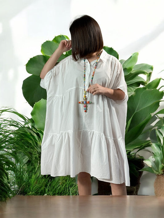 MADELINE - ROBE TUNIQUE BLANCHE JUSQU'A LA TAILLE 52/54