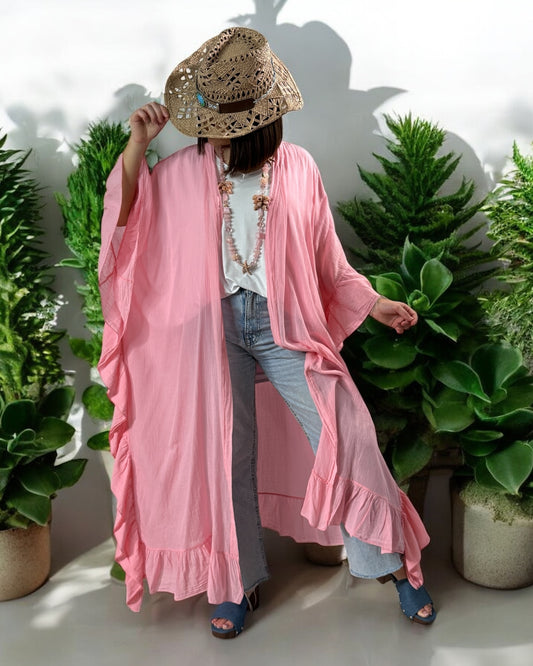 HAPINESS - KIMONO ROSE OVERSIZE JUSQU'A LA TAILLE 60