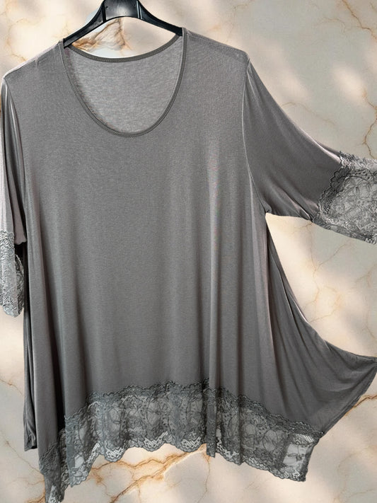 CINDY - TOP TAUPE TAILLE 46 A 56/58