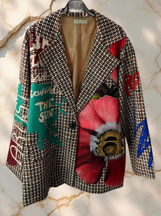 MARICAO - VESTE OVERSIZE MOTIF FLEUR JUSQU'A LA TAILLE 52
