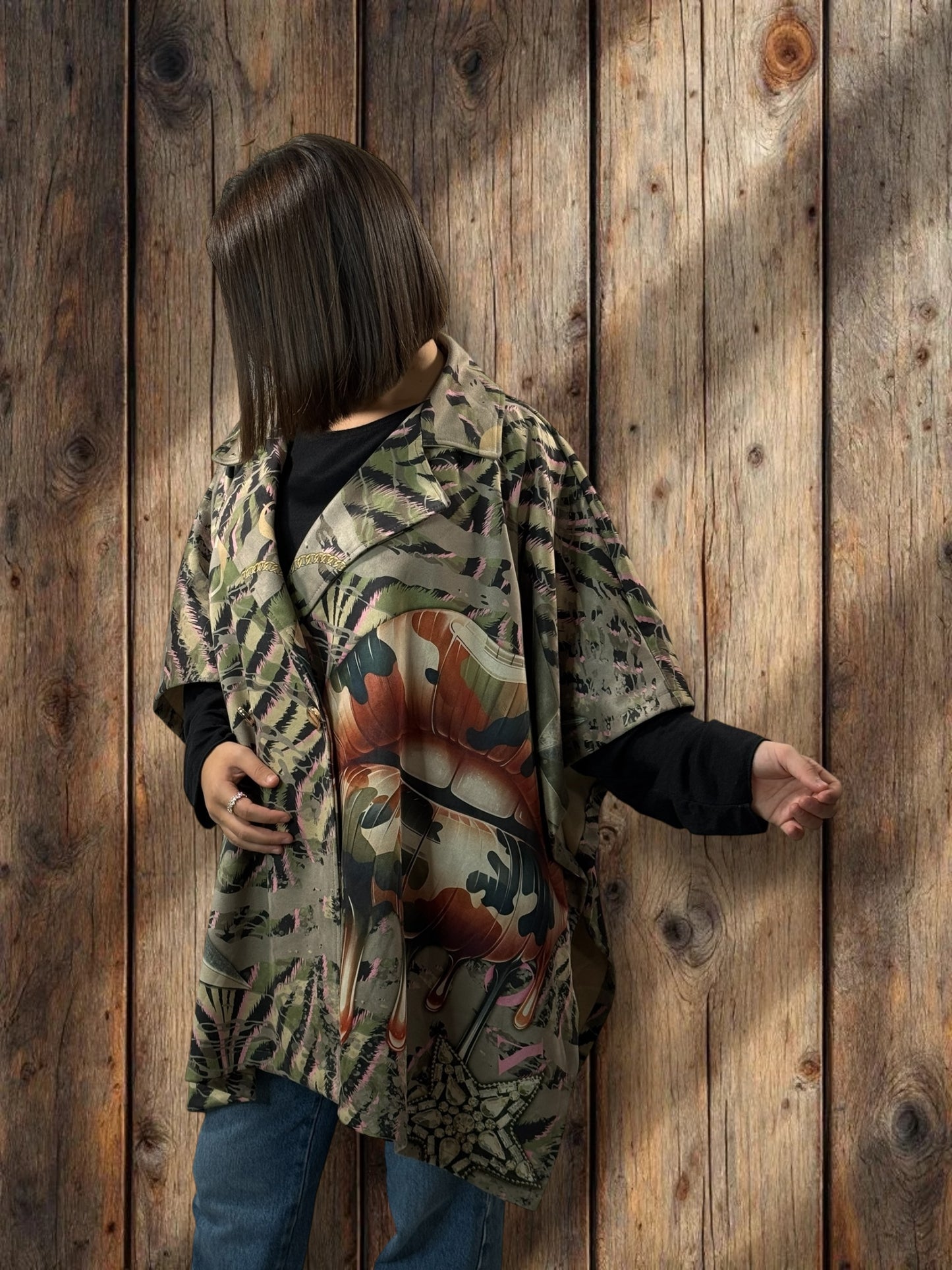 CEZANNE - VESTE CAPE EN SUEDINE JUSQU'A LA TAILLE 60