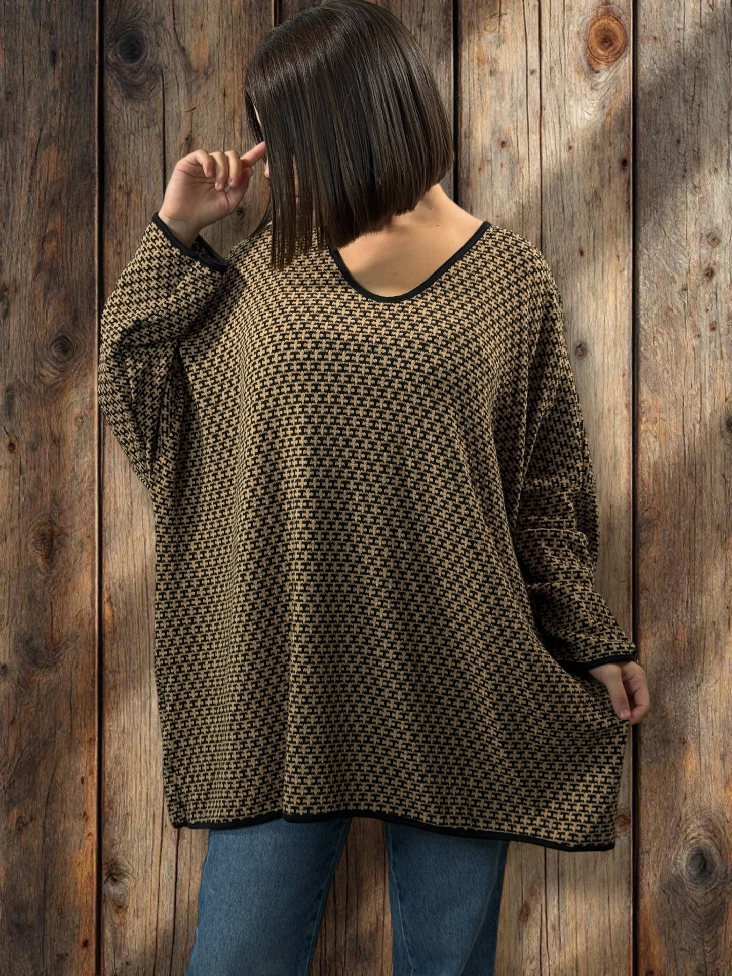 PABLO - PULL EN MAILLE A MOTIF JUSQU'A LA TAILLE 56