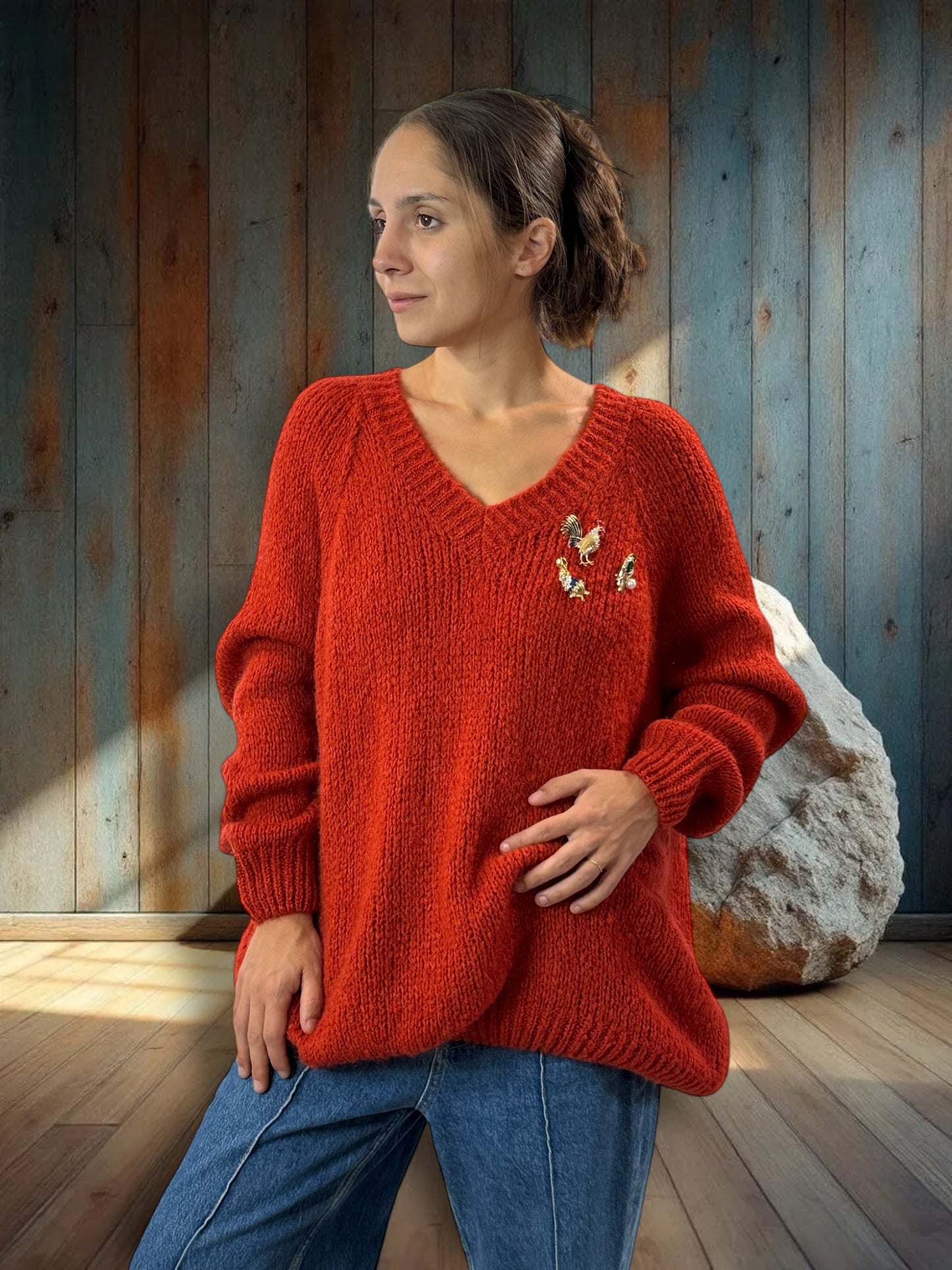 MATTEO - PULL ROUX AVEC MOHAIR JUSQU'A LA TAILLE 54