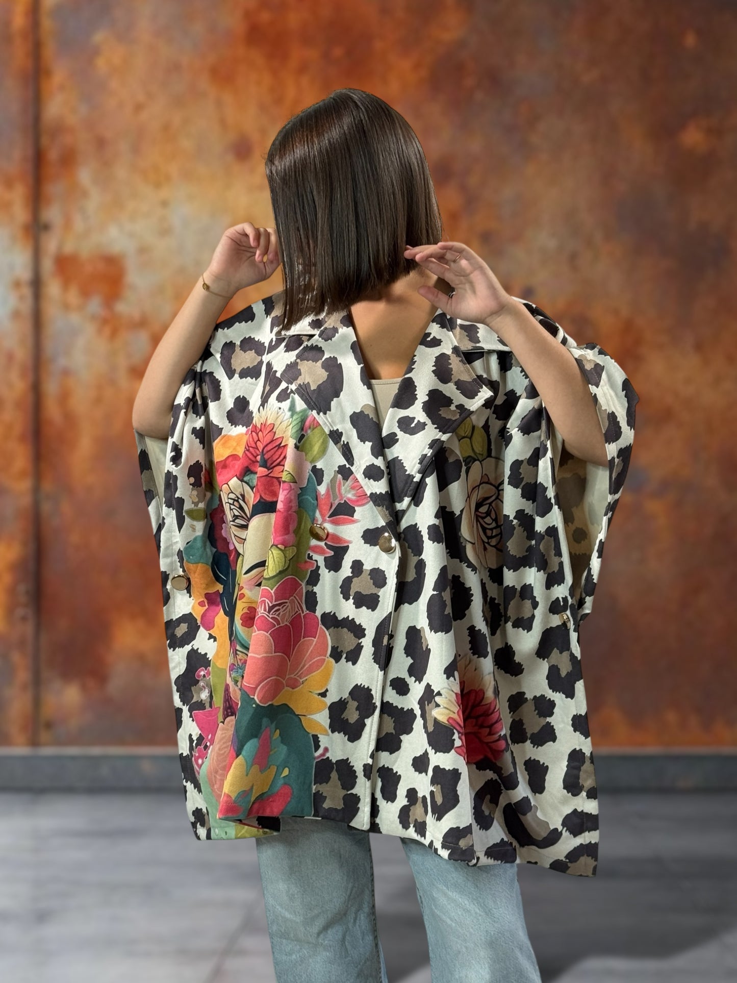 CEZANNE - VESTE CAPE EN SUEDINE JUSQU'A LA TAILLE 60