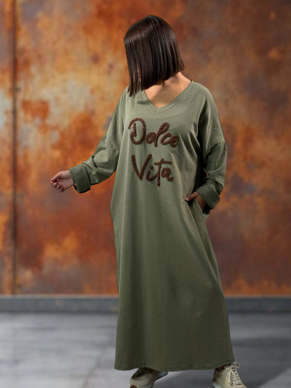 NINON - ROBE OVERSIZE KAKI DOLCE VITA JUSQU'A LA TAILLE 54/56
