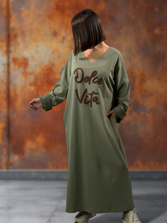 NINON - ROBE OVERSIZE KAKI DOLCE VITA JUSQU'A LA TAILLE 54/56