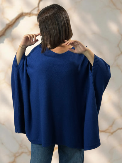 NICKO - PULL OVERSIZE BLEU JUSQU'A LA TAILLE 60