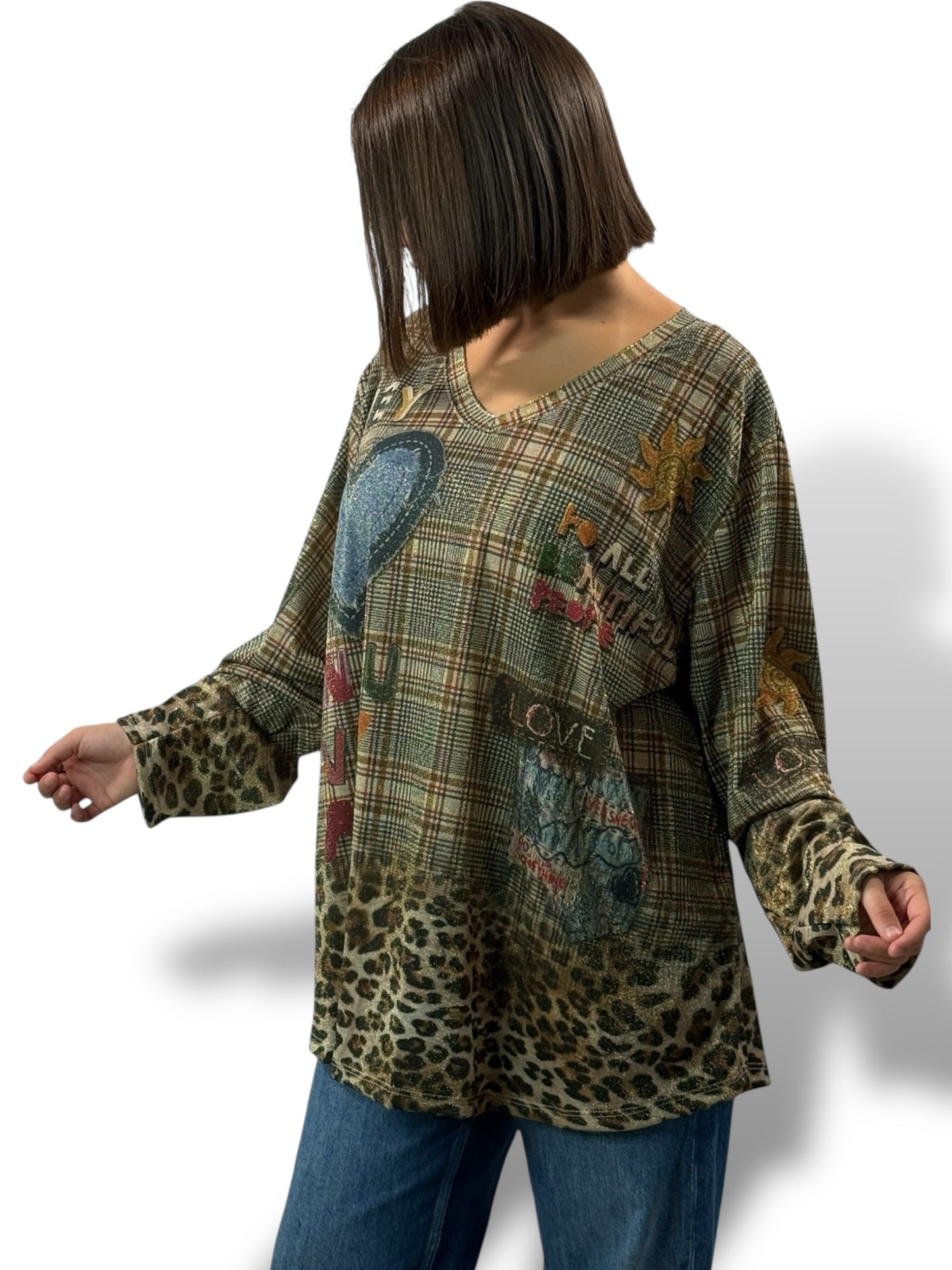 MARYLIN - TOP OVERSIZE FLUIDE SCINTILLANT JUSQU'A LA TAILLE 54