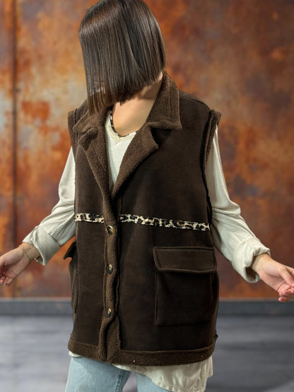 MARINO - GILET EN VELOURS MARRON TAILLE 46/48 A 56