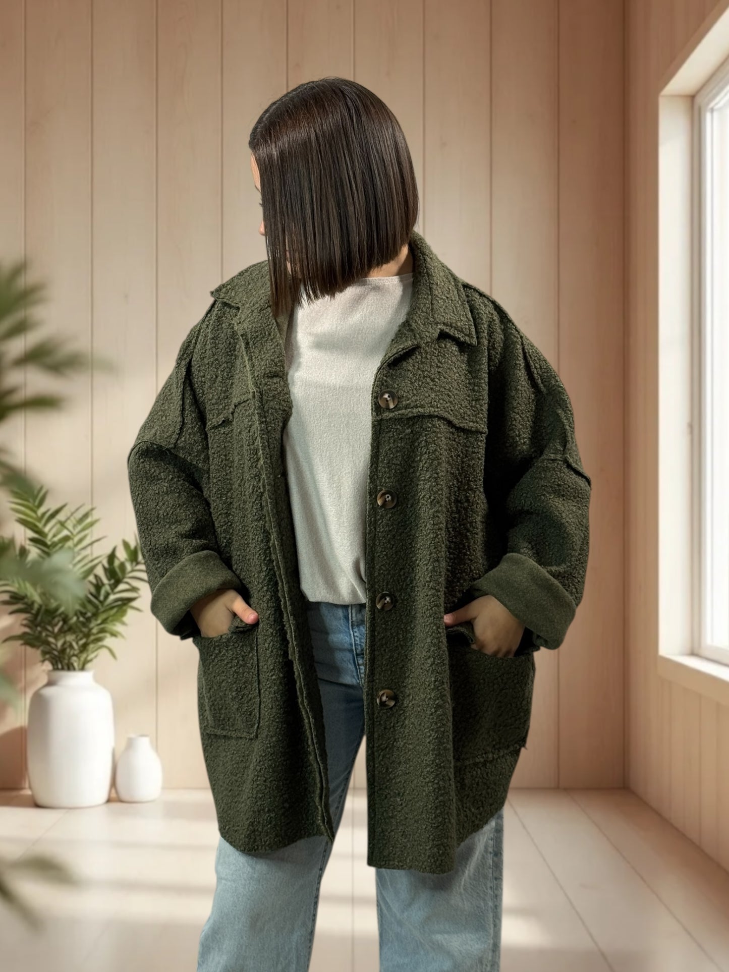 SANTAFEE - VESTE OVERSIZE KAKI JUSQU'A LA TAILLE 54/56