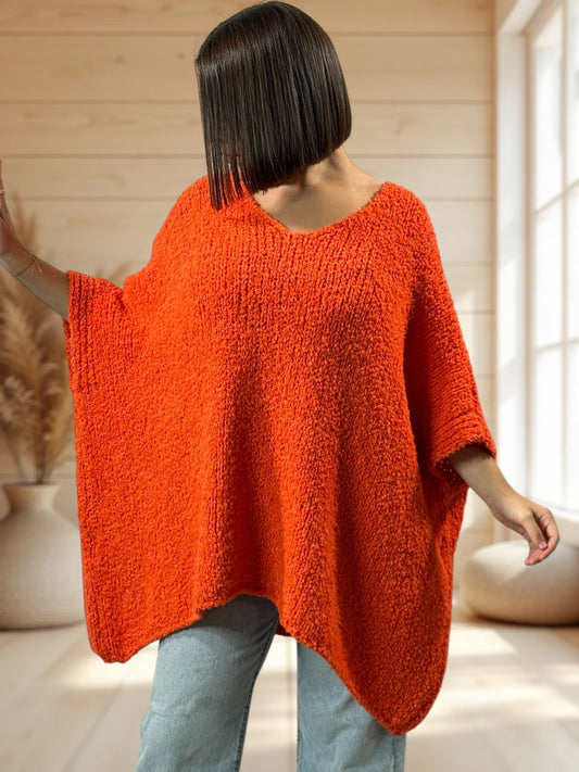 CAMILLE - PULL ORANGE OVERSIZE JUSQU'A LA TAILLE 58