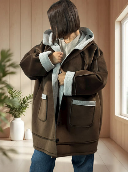 BRADLEY - VESTE A CAPUCHE NOIRE JUSQU'A LA TAILLE 56 MARRON