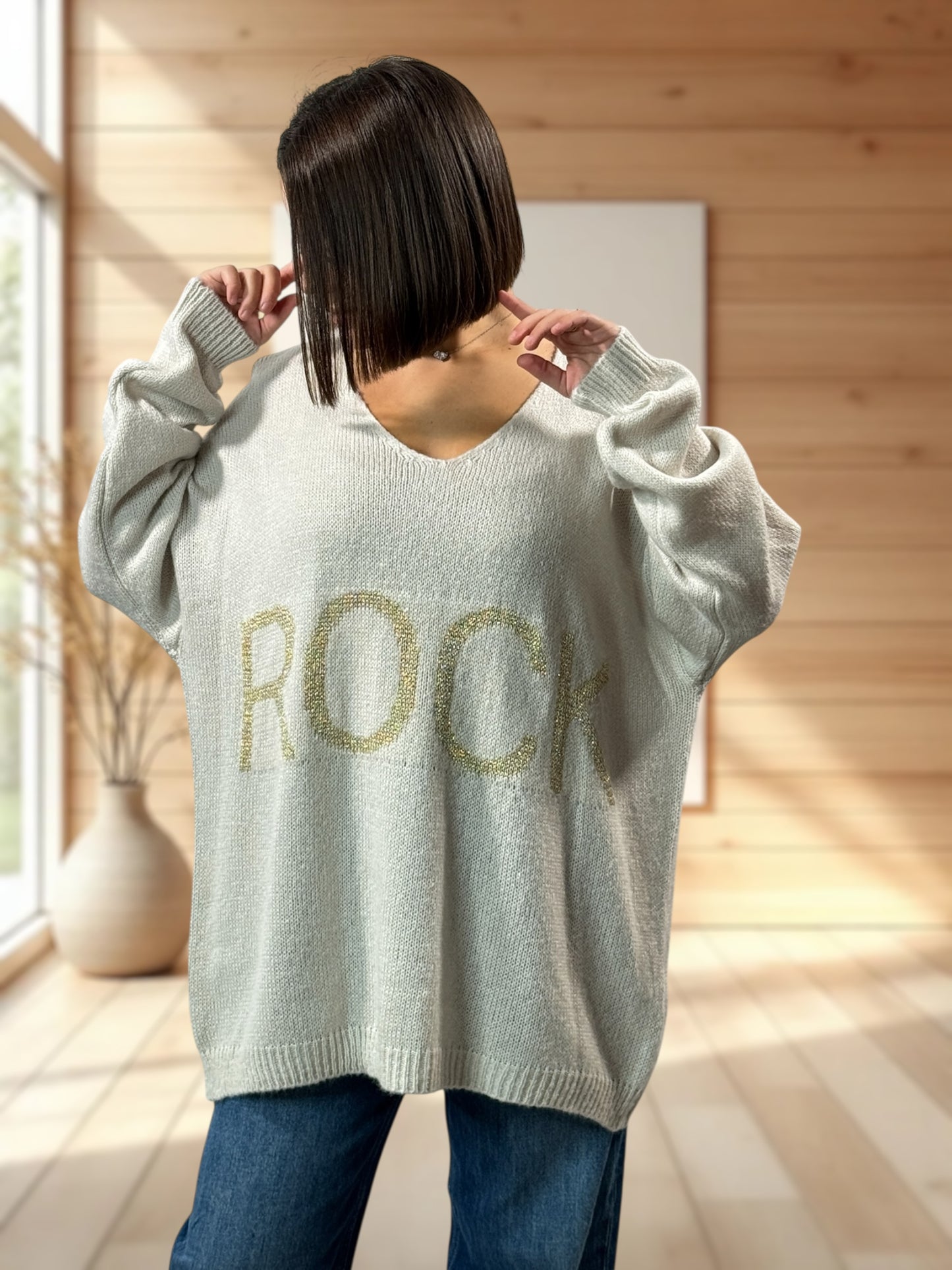 LOULOU - PULL OVERSIZE BEIGE JUSQU'A LA TAILLE 52