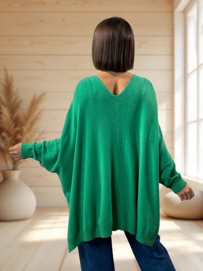 MATHILDE - GILET OVERSIZE VERT JUSQU'A LA TAILLE 56/58