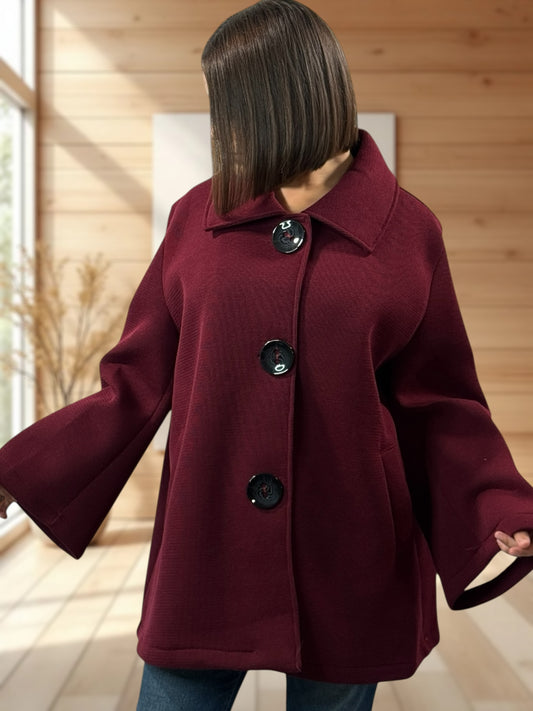ROSALINA - VESTE OVERSIZE BORDEAUX JUSQU'A LA TAILLE 52