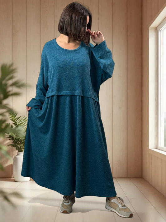MADELINE - ROBE OVERSIZE BLEU CANARD JUSQU'A LA TAILLE 60