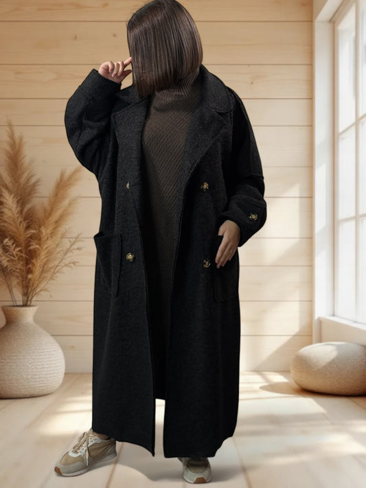 ROBERTO - LONG MANTEAU NOIR JUSQU'A LA TAILLE 50/52