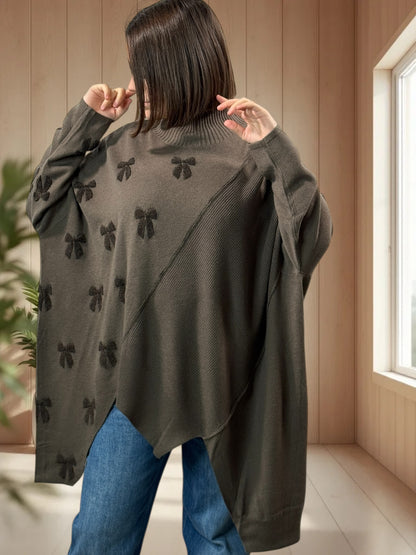 ANTONINO - PULL MARRON OVERSIZE EN MAILLE JUSQU'A LA TAILLE 58
