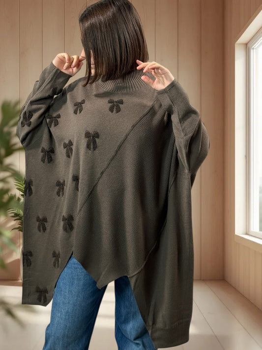 ANTONINO - PULL MARRON OVERSIZE EN MAILLE JUSQU'A LA TAILLE 58