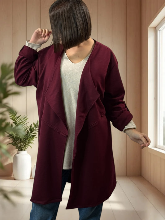LYSIANE - VESTE BORDEAUX OVERSIZE JUSQU'A LA TAILLE 52/54
