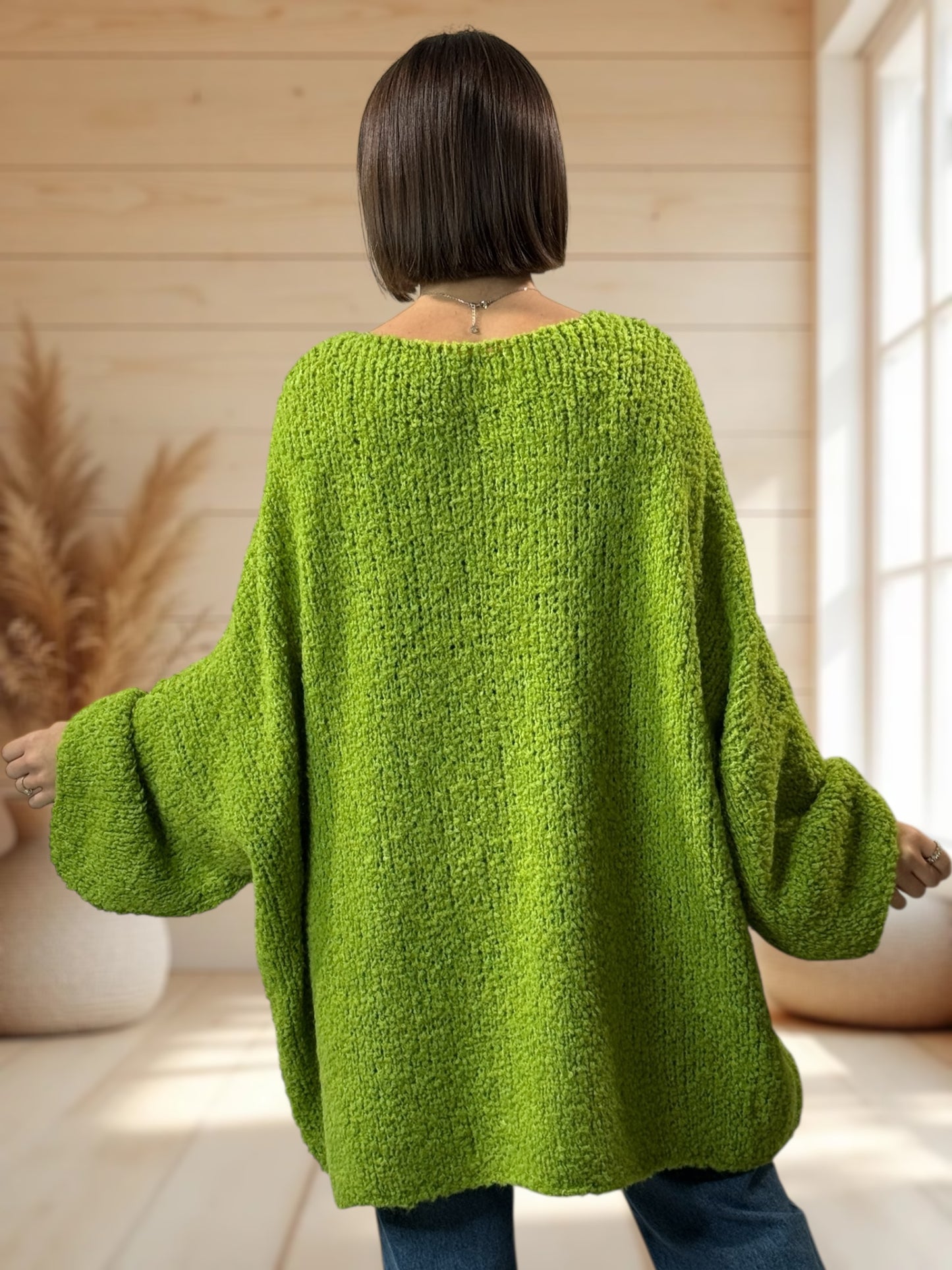 LAETITIA - PULL VERT OVERSIZE JUSQU'A LA TAILLE 58