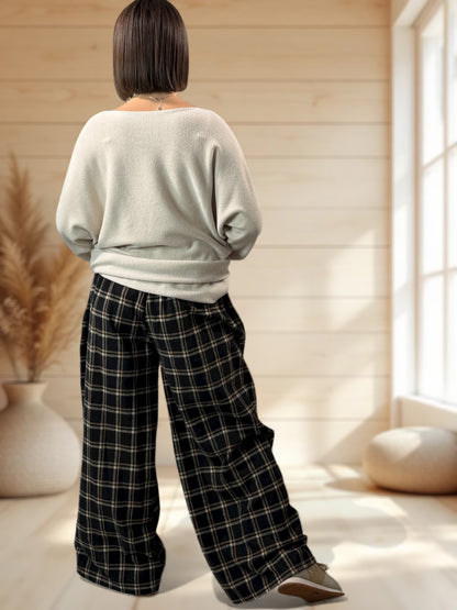 NEWCASTLE - PANTALON ECOSSAIS NOIR JUSQU'A LA TAILLE 52