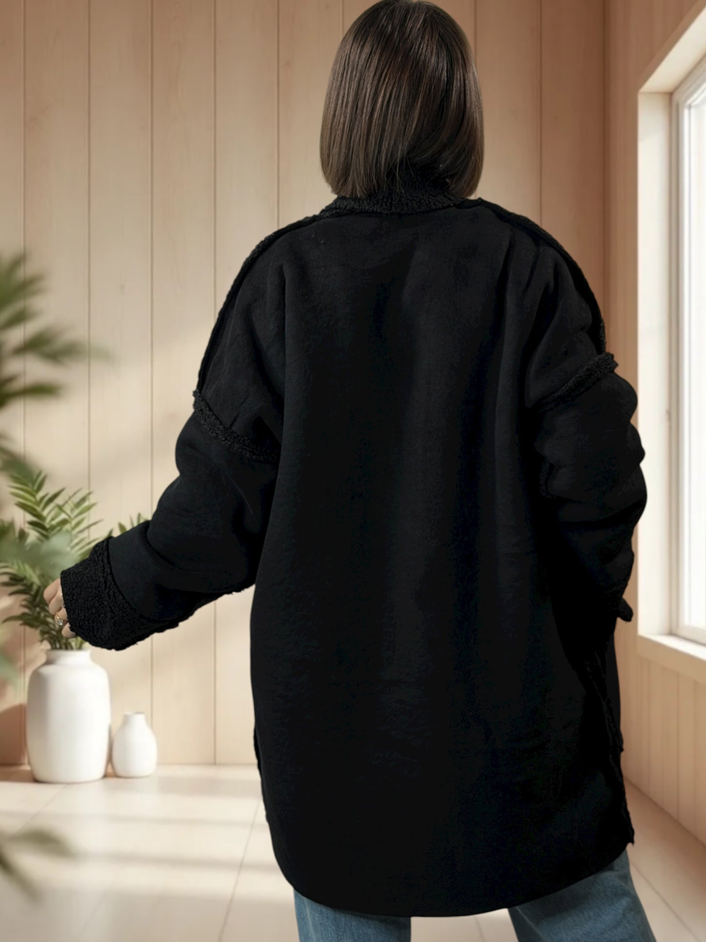 FREDERICO - VESTE NOIRE OVERSIZE JUSQU'A LA TAILLE 52