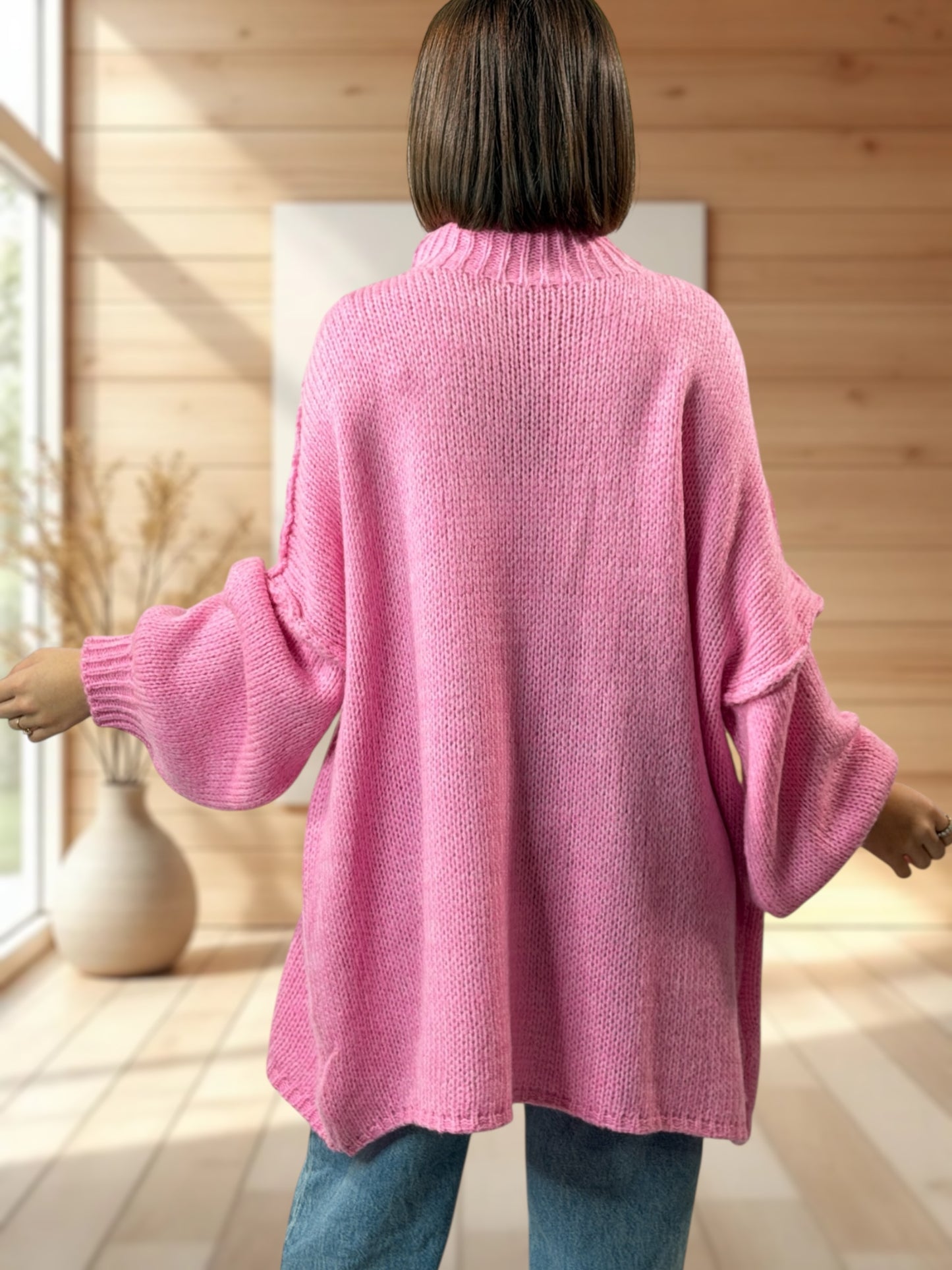 ESTELLE - PULL OVERSIZE ROSE JUSQU'A LA TAILLE 56/58