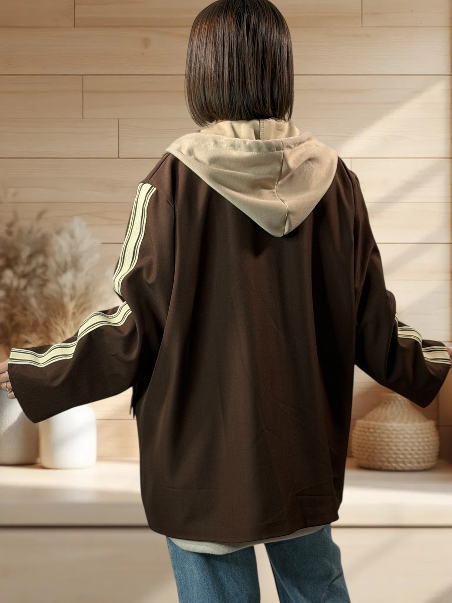 CAMERON - BLAZER MARRON AVEC CAPUCHE JUSQU'A LA TAILLE 52/54