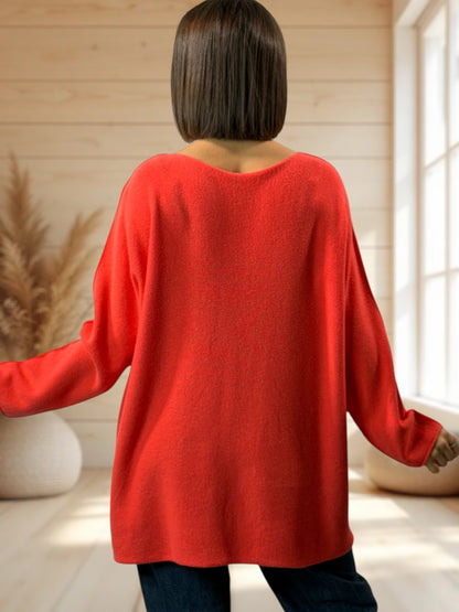 LARA - PULL OVERSIZE ORANGE JUSQU'A LA TAILLE 54