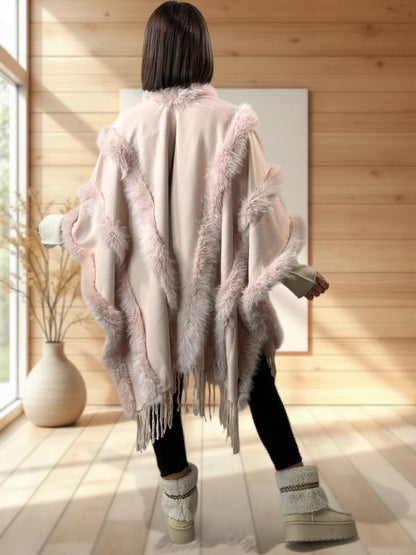 ERIKA - CAPE ROSE FAUSSE FOURRURE