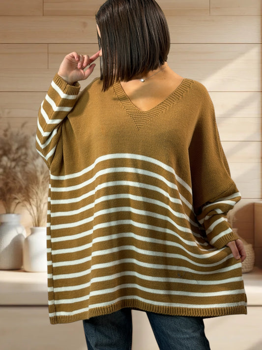 MANU - PULL MARINIERE CAMEL JUSQU'A LA TAILLE 56/58