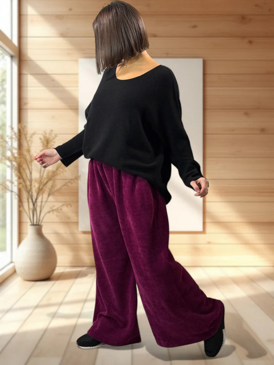 MARVIN - PANTALON EN VELOURS CYCLAMEN TAILLE 46 A 54