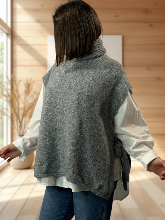 MIMI - PULL GRIS SANS MANCHES JUSQU'A LA TAILLE 52