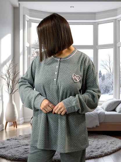 BELLA - PYJAMA GRIS A POIS 54/56