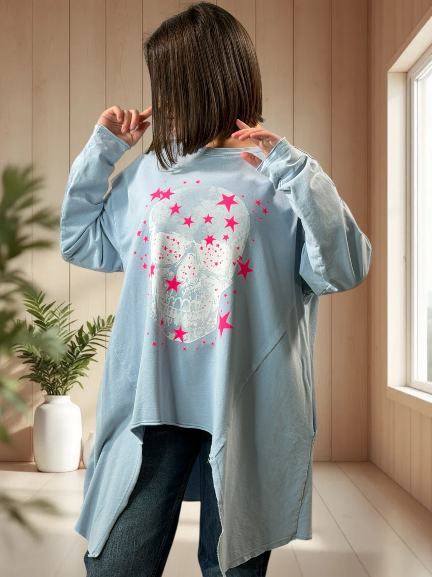 MARIUS - SWEAT OVERSIZE BLEU CIEL JUSQU'A LA TAILLE 54