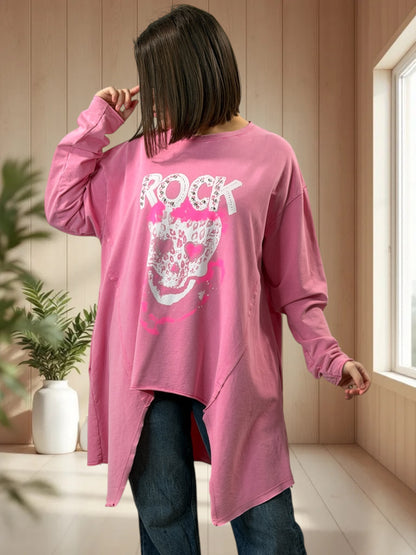 MARLON - SWEAT OVERSIZE ROSE JUSQU'A LA TAILLE 54