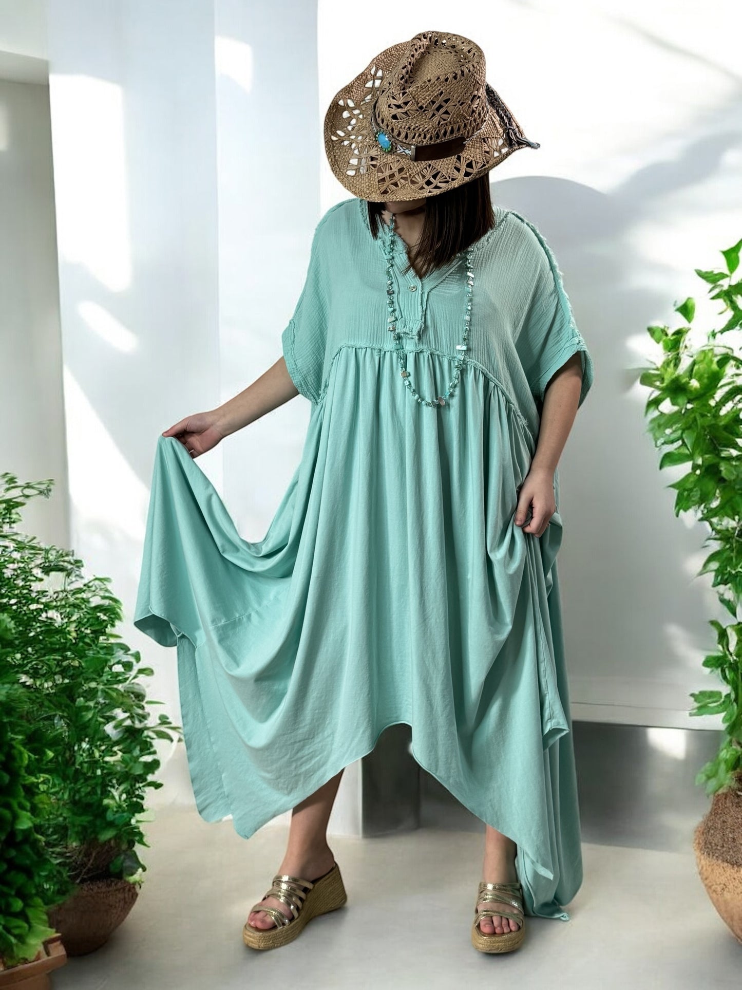 MONICA - ROBE LAGON ASYMETRIQUE JUSQU'A LA TAILLE 54/56